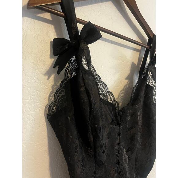 Victoria's Secret Vintage Gold Label Lingerie Lace Teddy Onesie Black Medium - Picture 5 of 10